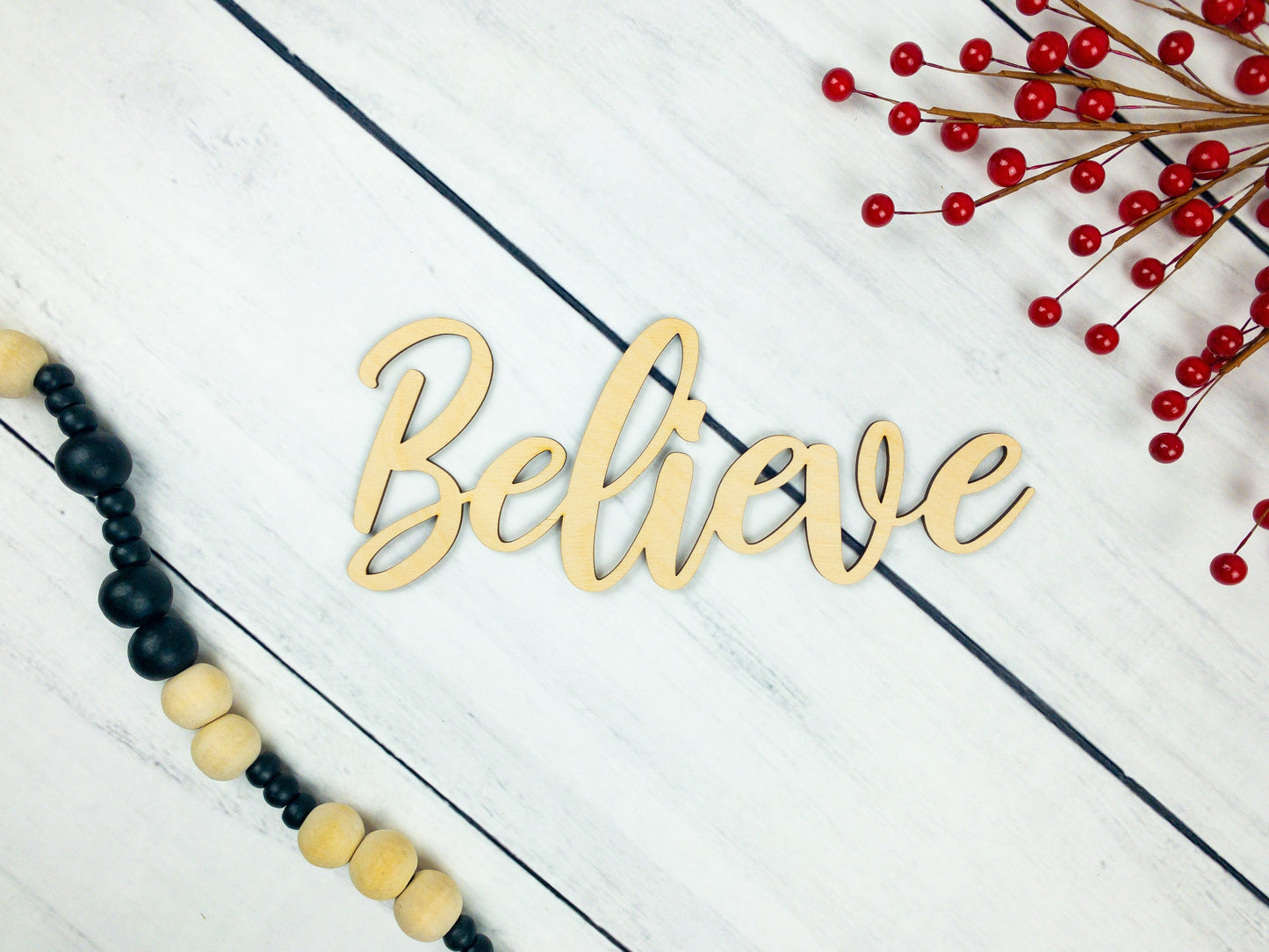 Believe Christmas Wood Sign