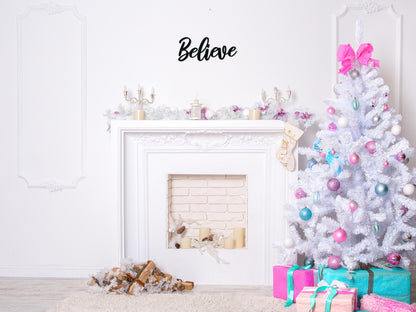 Believe Christmas Wood Sign